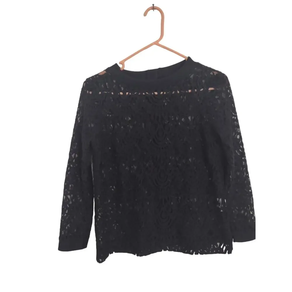 Banana republic Lace Sheer Blouse Black Size Small Grunge Whimsigoth